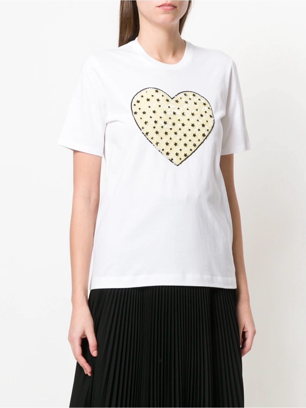 Rare Markus Lupfer Sequin applique flower heart White Tee t-shirt - Picture 2 of 8